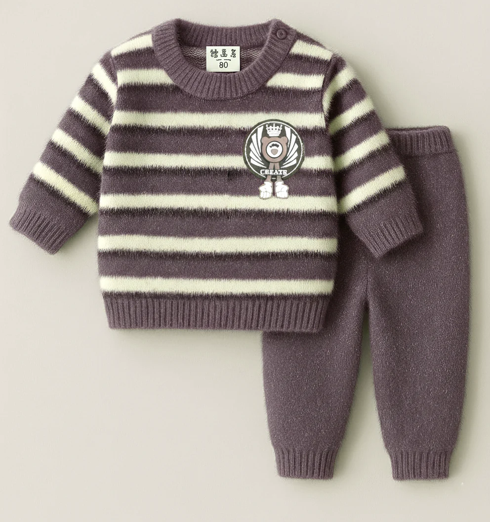 Baby Woolen Pajama Set Love Dark Grey - Sunshine