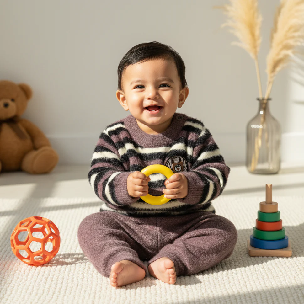 Baby Woolen Pajama Set Love Dark Grey - Sunshine - Image 2