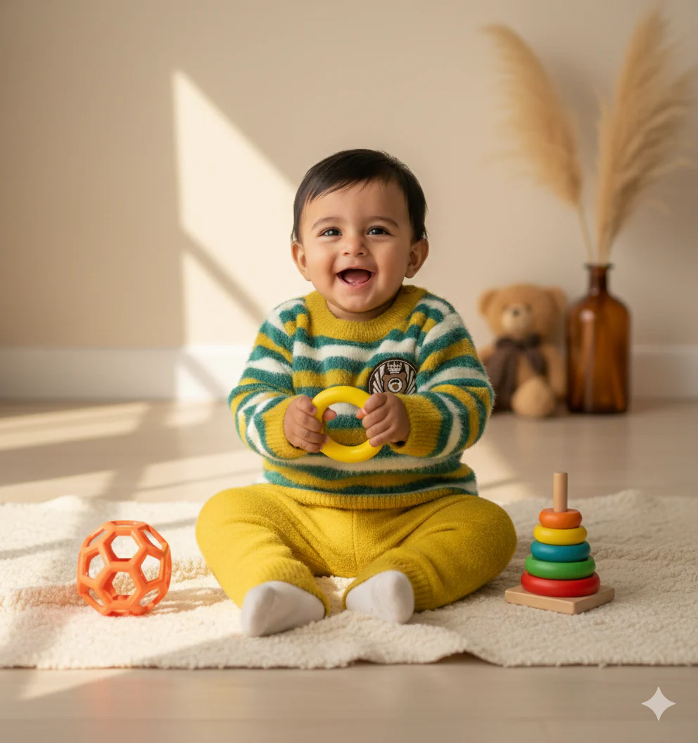 Baby Woolen Pajama Set Love Musturd - Sunshine - Image 2