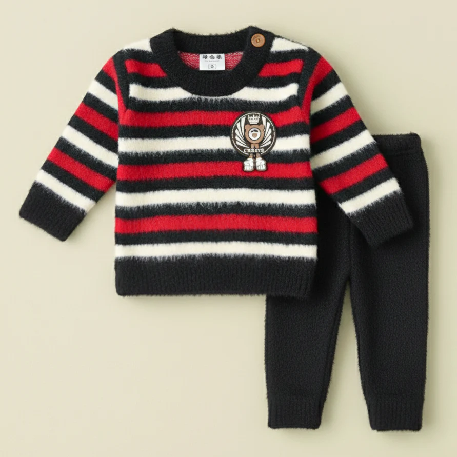 Baby Woolen Pajama Set Love Red - Sunshine