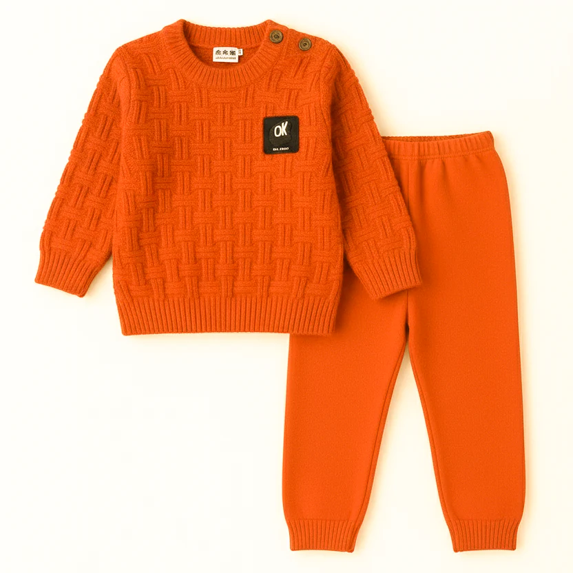 Baby Woolen Pajama Set Orange - Sunshine