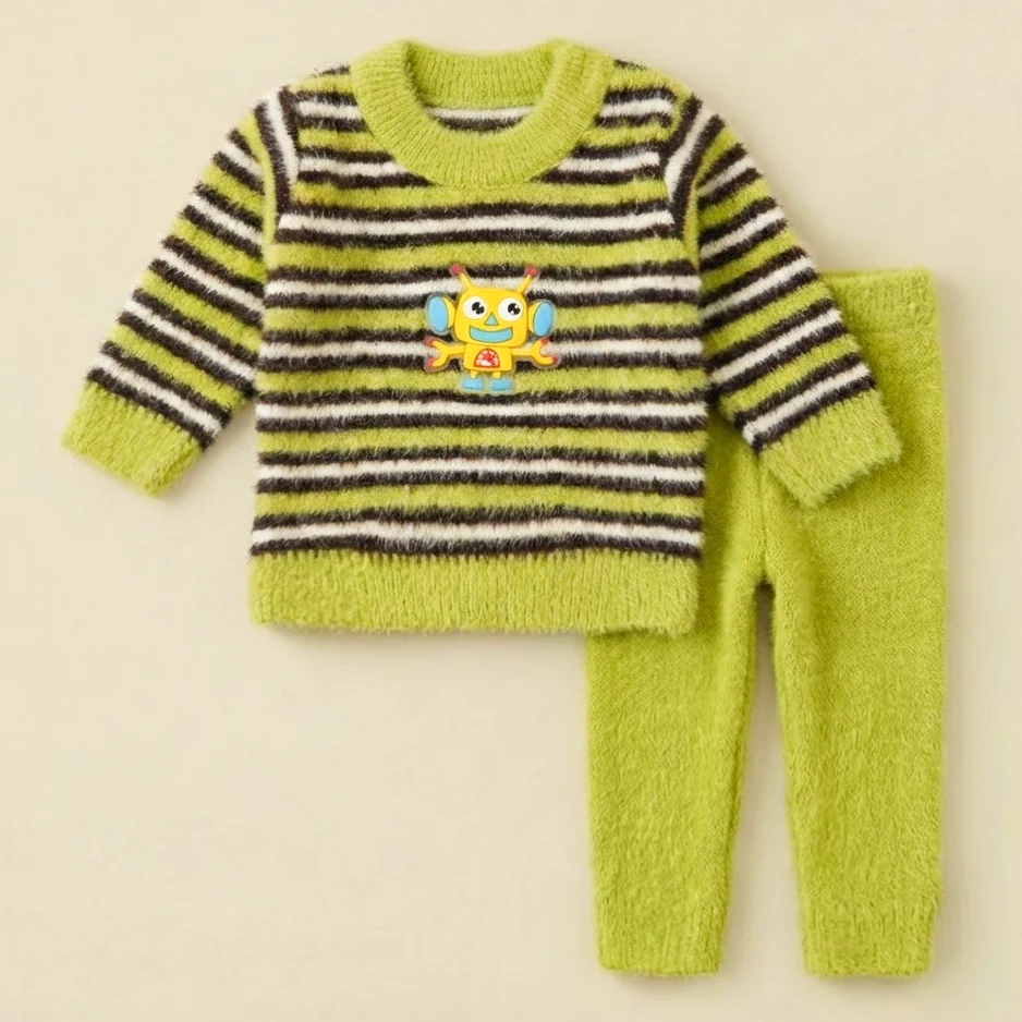 Baby Woolen Pajama Set Robot Green - Sunshine
