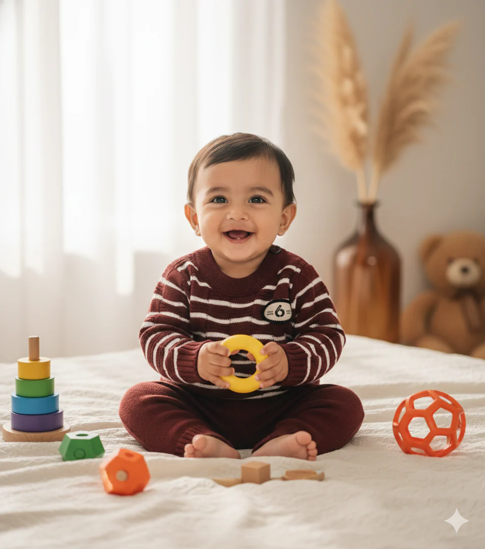 Baby Woolen Pajama Set Stripes Dark Brown - Sunshine