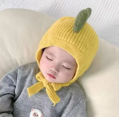 Baby Woolen String Cap Dino Peach - Sunshine - Image 3