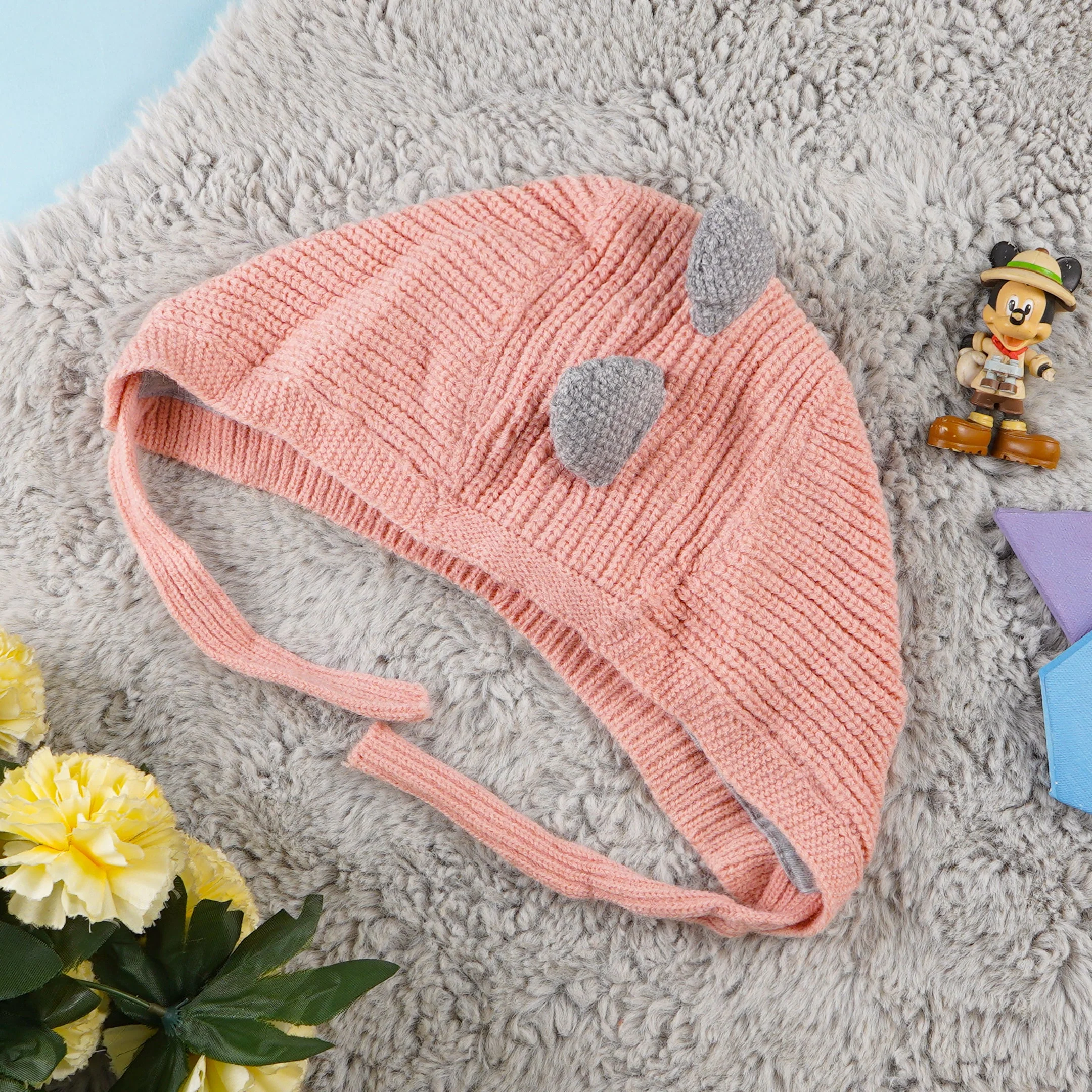 Baby Woolen String Cap Dino Peach - Sunshine - Image 5