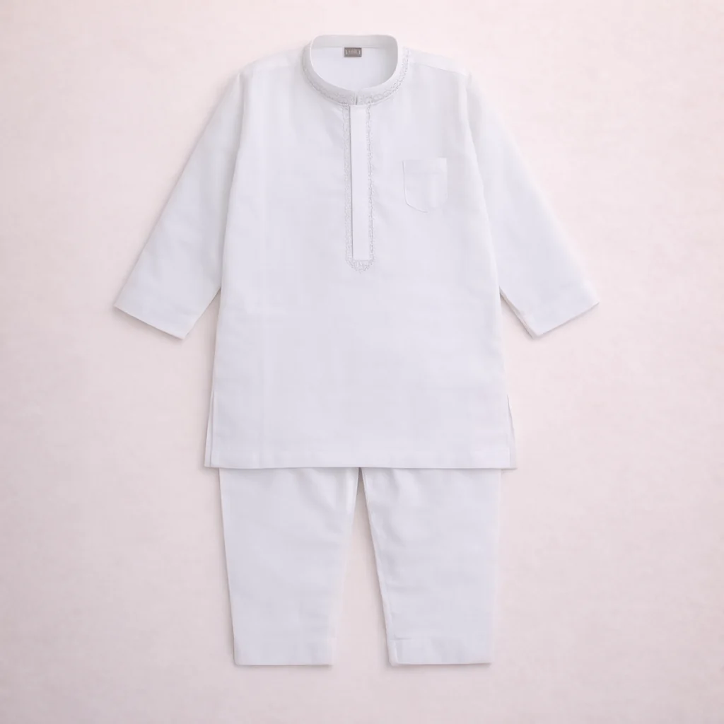 Boys Embroidered Kurta Pajama White - Topse