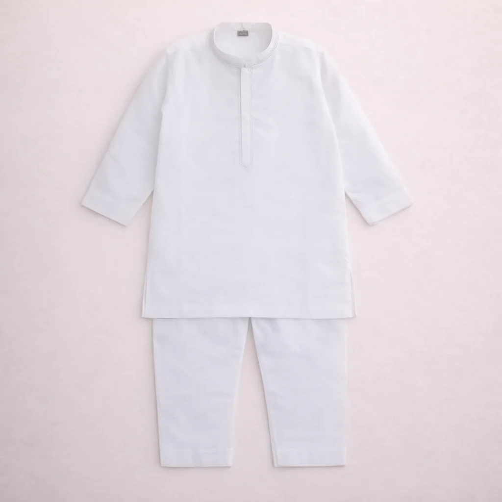 Boys Embroidered Kurta Pajama White - Topse