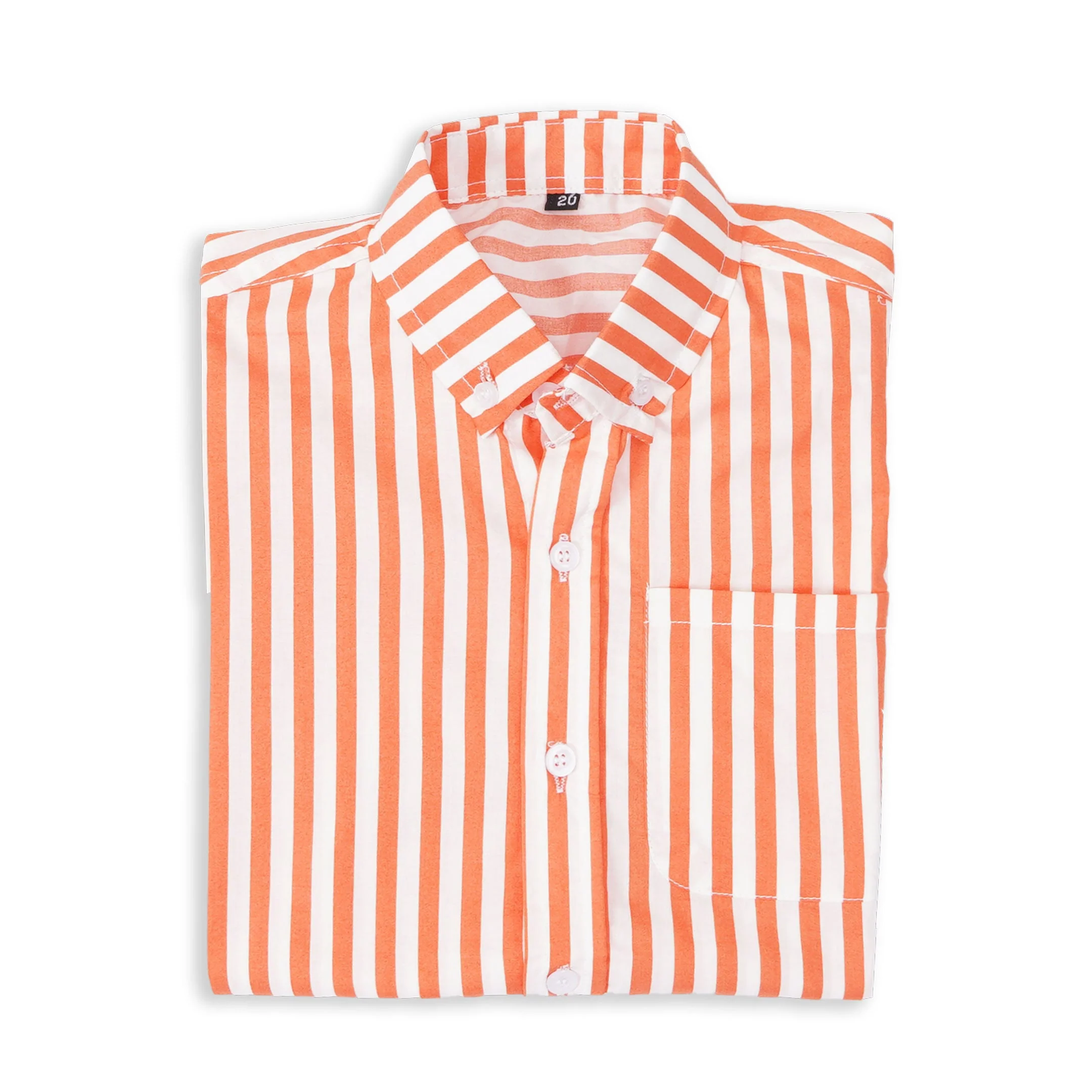 Boys Half Sleeve Casual Shirt Orange Stripes - Sunshine - Image 3