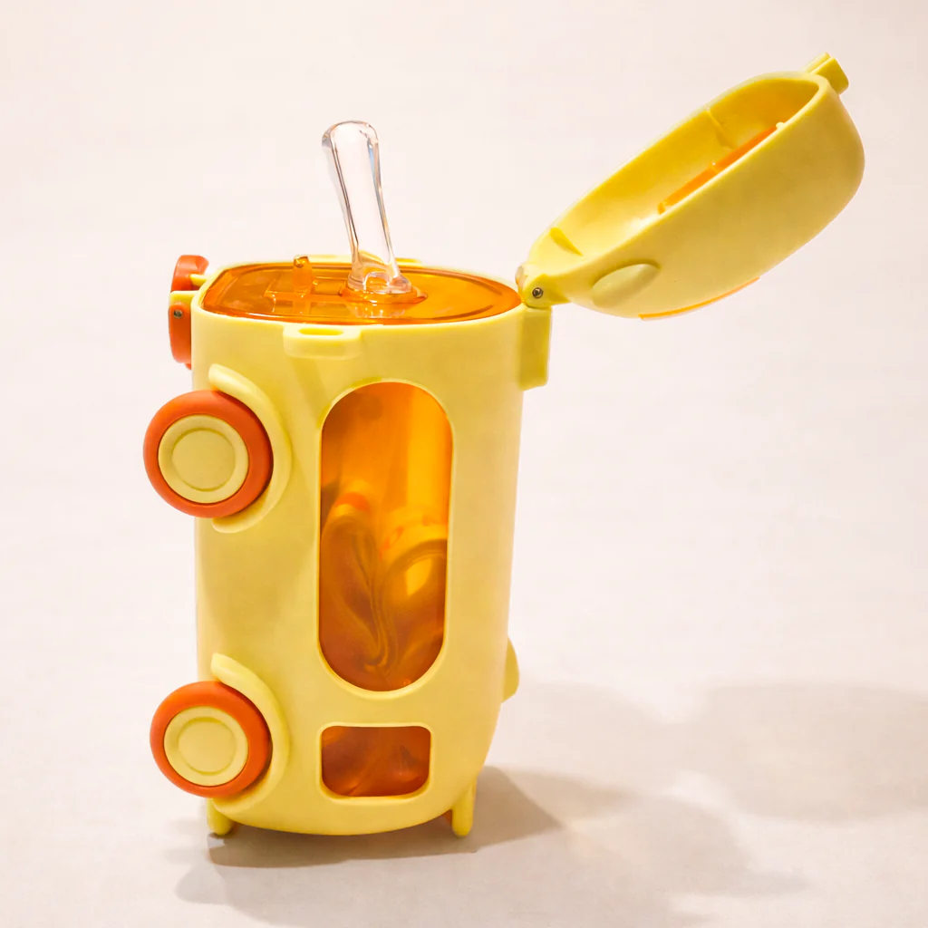 Bus Shaped Straw Water Bottle Yellow - Sunshine - Image 2