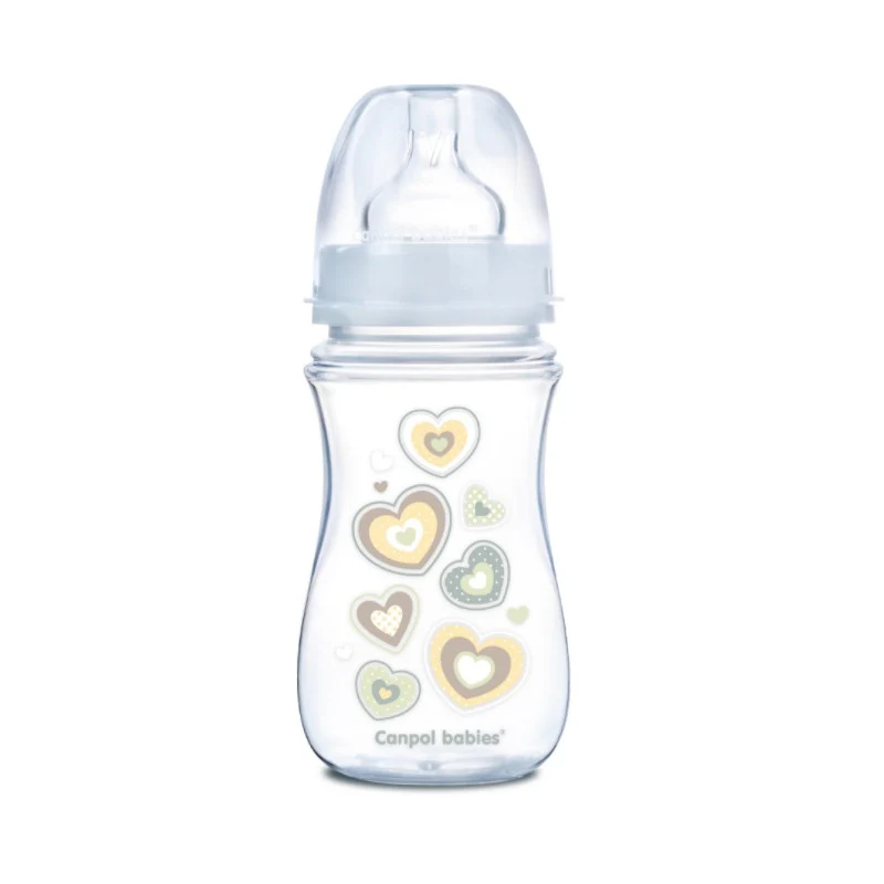 Canpol Babies 240 Ml Wide Neck Anticolic Bottle Easystart - Newborn Baby Beige Hearts - Image 5