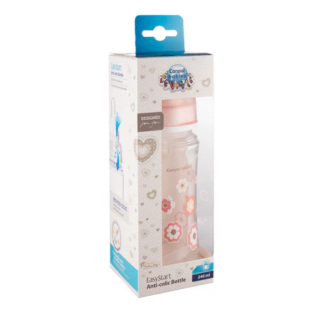 Canpol Babies 240 Ml Wide Neck Anticolic Bottle Easystart - Newborn Baby Pink Flowers - Image 4