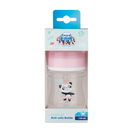 Canpol Babies Anti-Colic Wide Neck Bottle 120Ml Pp Easy Start Exotic Animals Pink - Image 6