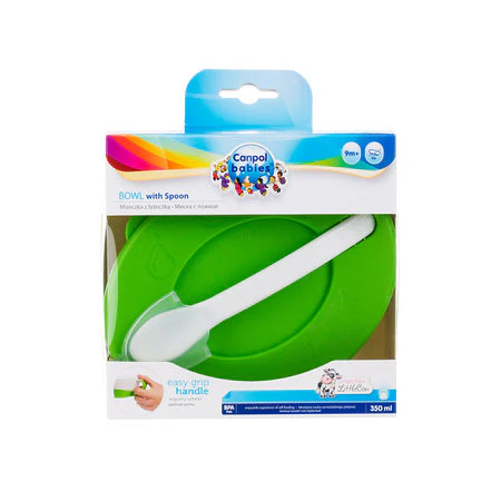 Canpol Babies Bowl With Spoon And Lid 350Ml Little Cow Green - Image 6