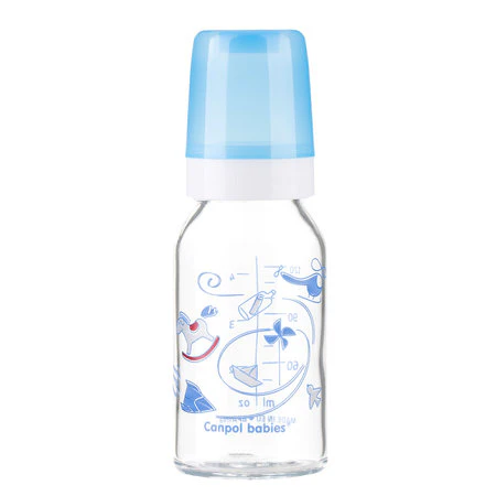Canpol Babies Narrow Neck Glass Bottle 120Ml Basic Blue