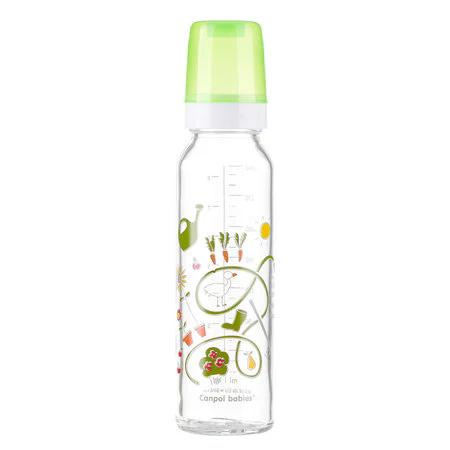 Canpol Babies Narrow Neck Glass Bottle 240Ml Basic Green