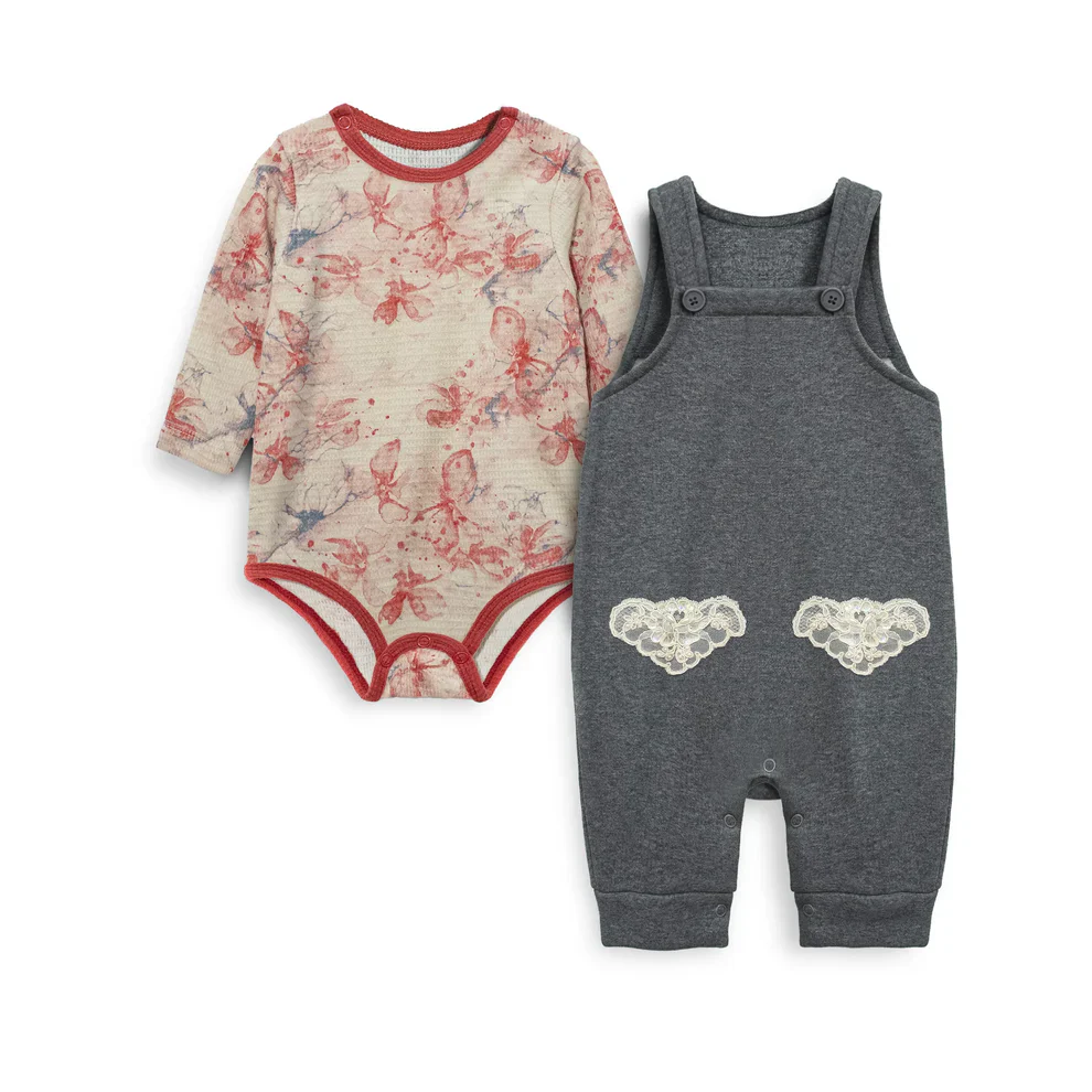 Cuddle & Cradle Baby Fleece Romper Set (Floral)