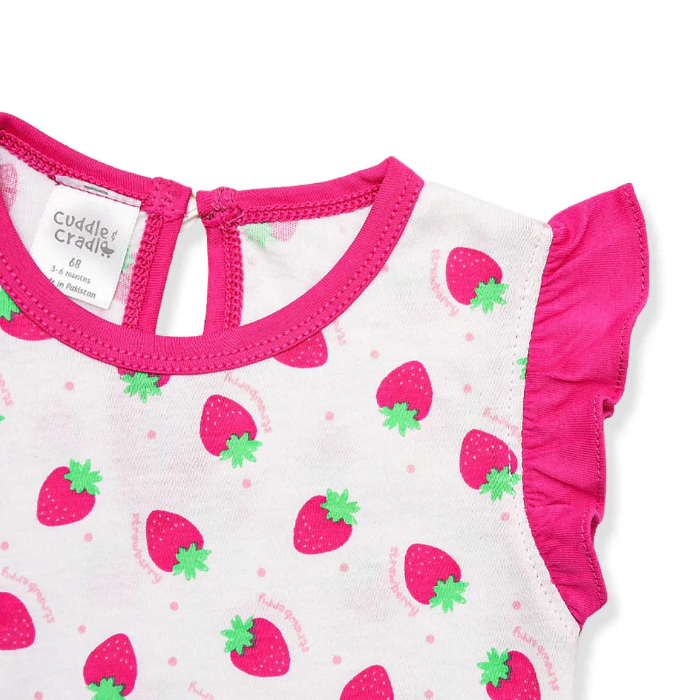 Cuddle & Cradle Girls Romper - Strawberries - Image 2