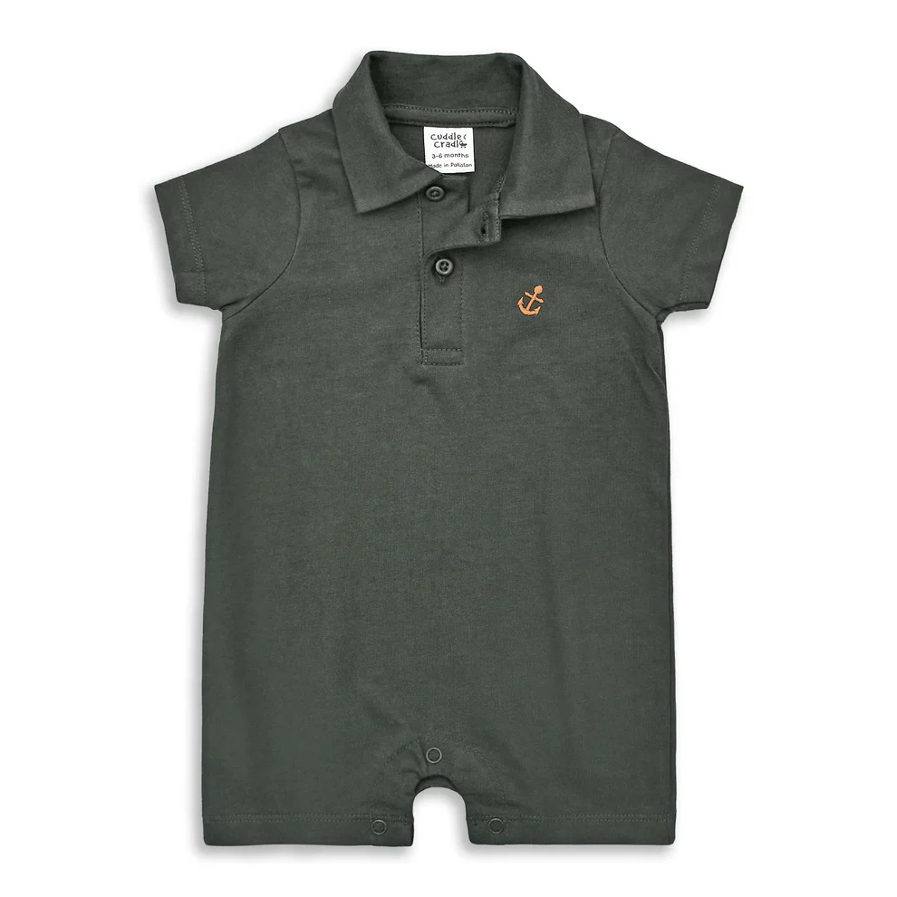 Cuddle & Cradle Half-Length Polo Romper (Anchor-001)