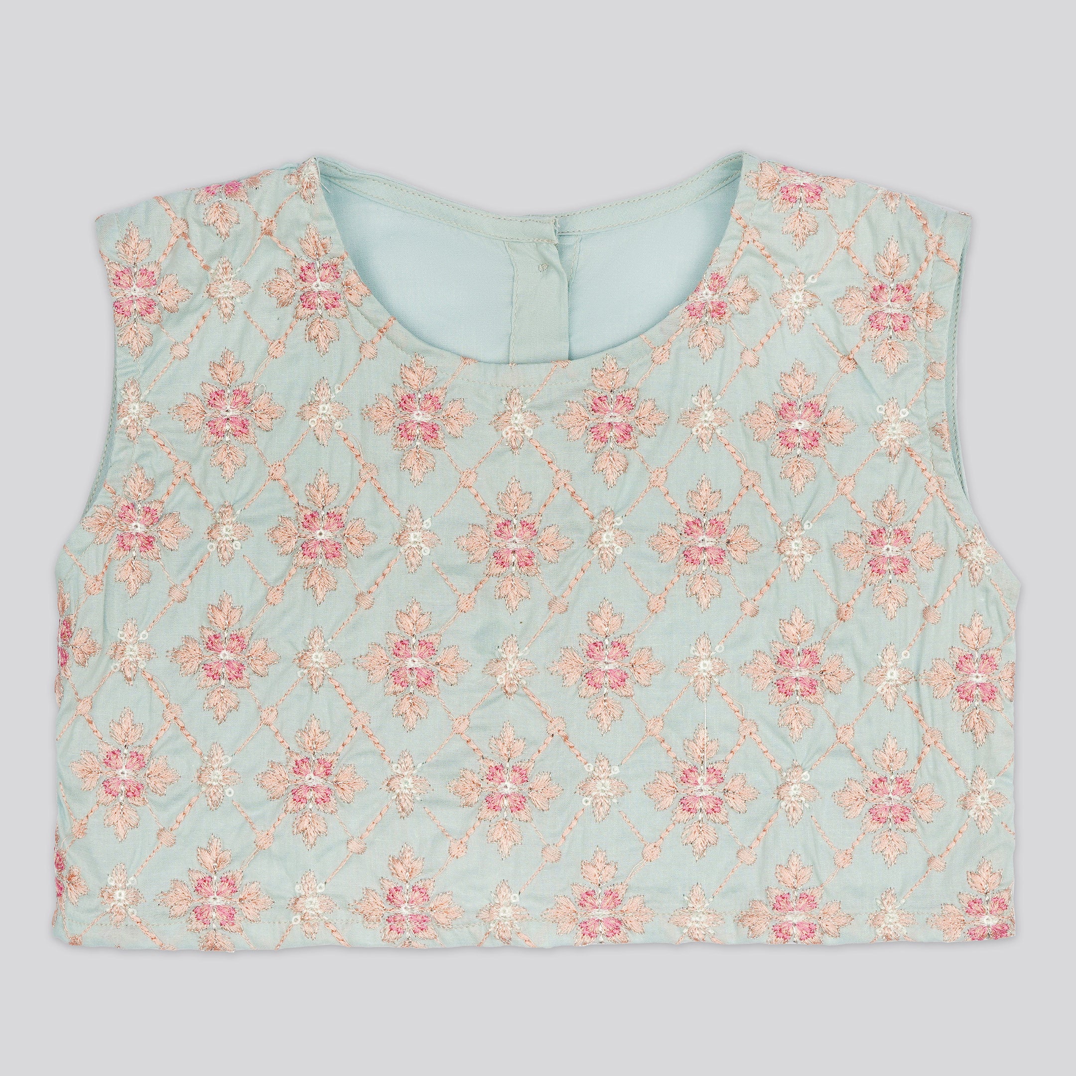 Dhaagay Embroided Ice Blue Frock-3 Piece - Image 3