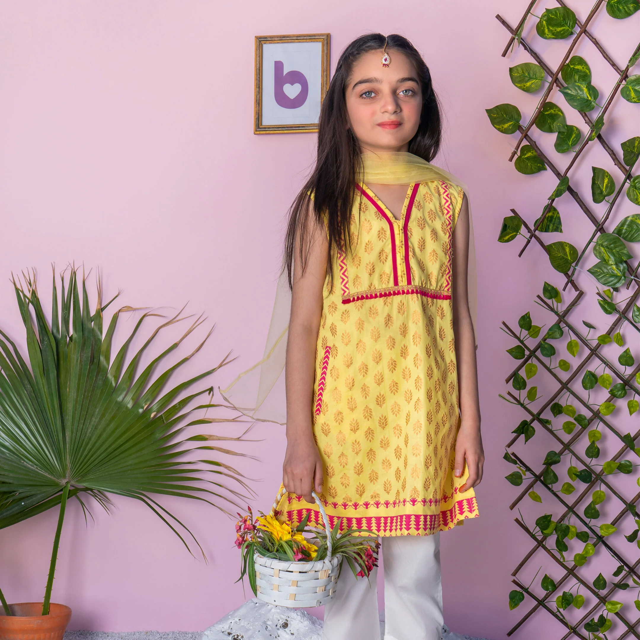 Dhaagay Lime Yellow Shirt With Dupatta Outfit - Image 6