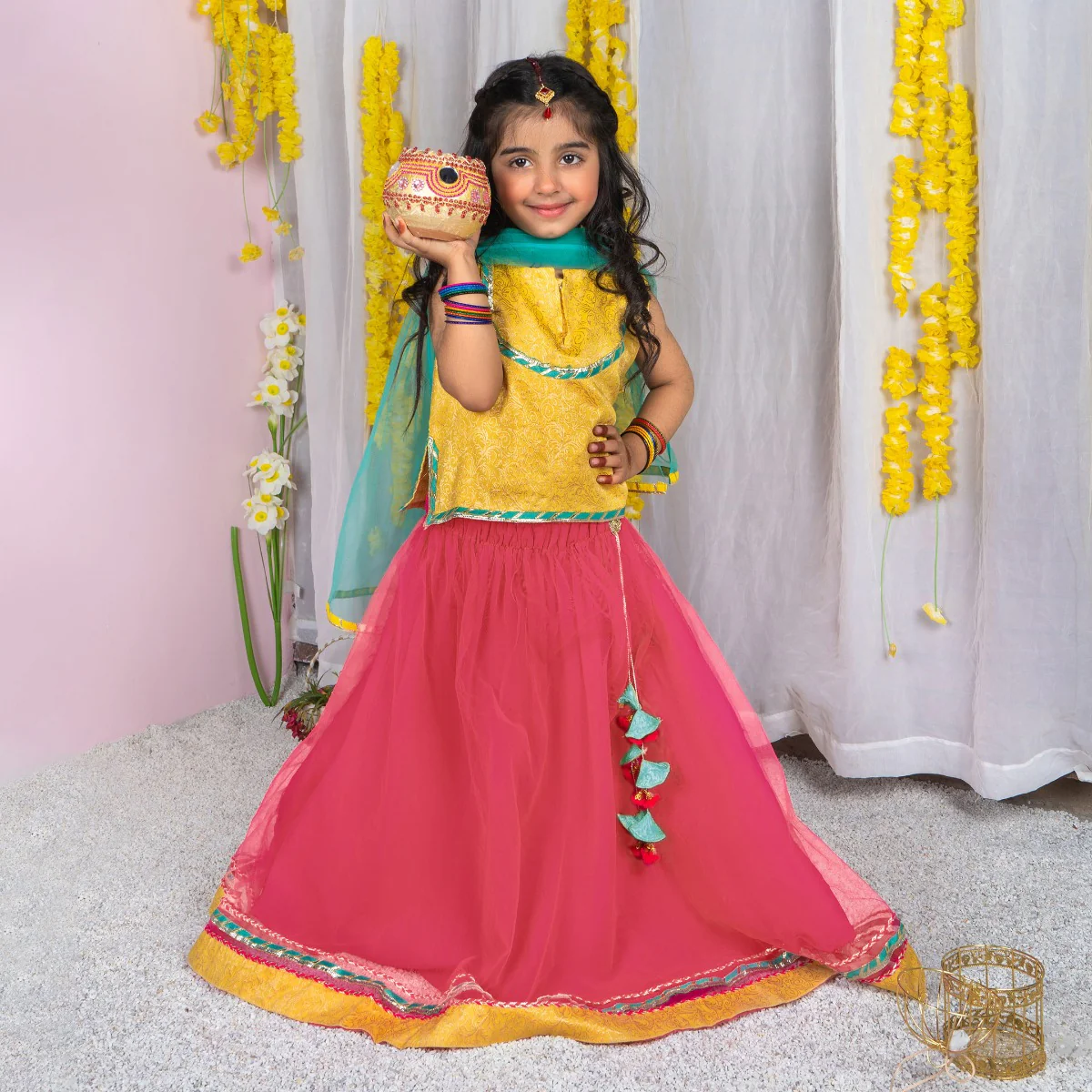Dhaagay Pink Lehnga 3 piece - Image 4