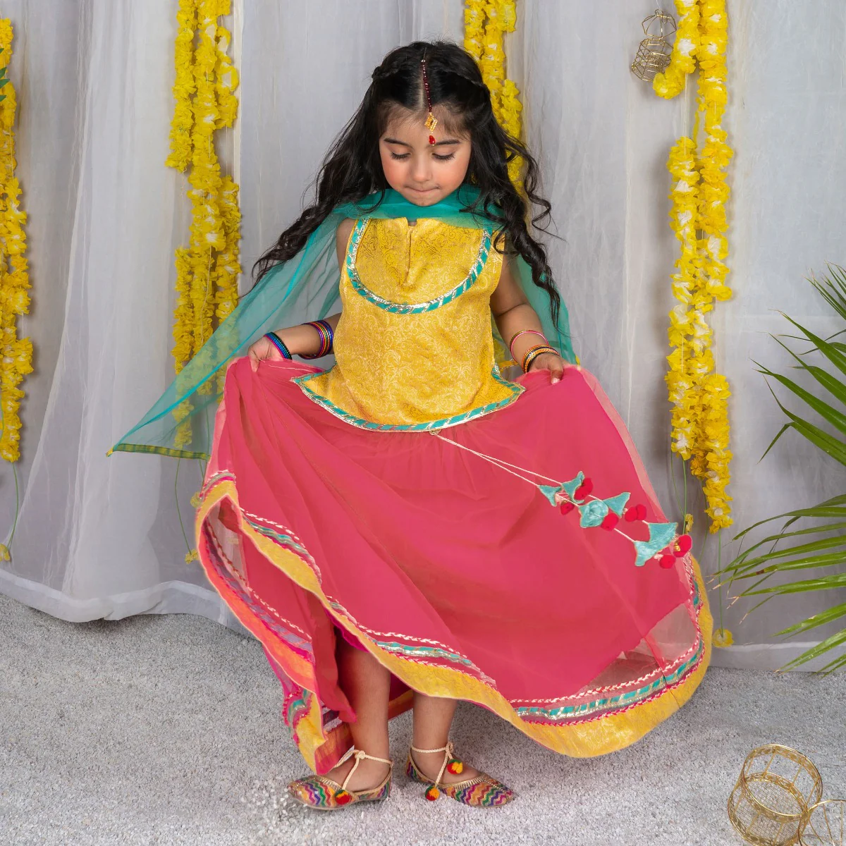Dhaagay Pink Lehnga 3 piece - Image 6