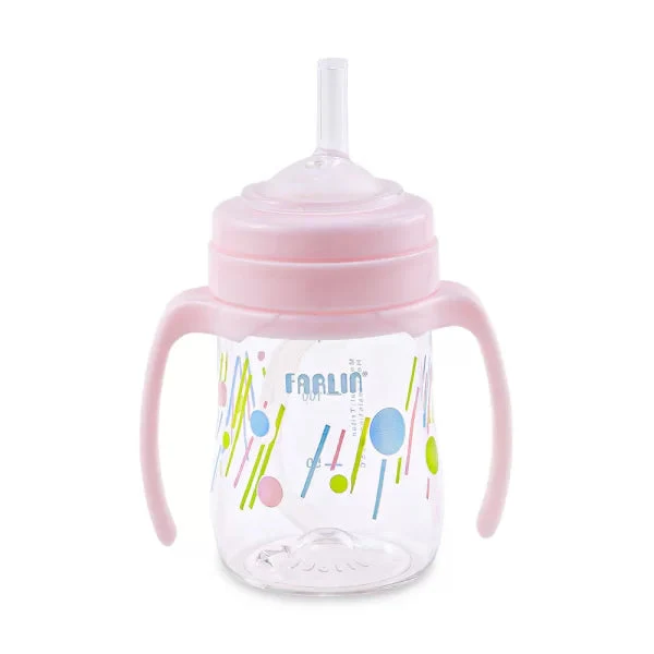 Farlin Straw Drinking Cup Stage 3 – Pink - Image 2