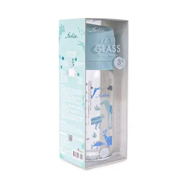 Farlin Wide Neck Glass Feeding Bottle 240Ml – Green - Image 3