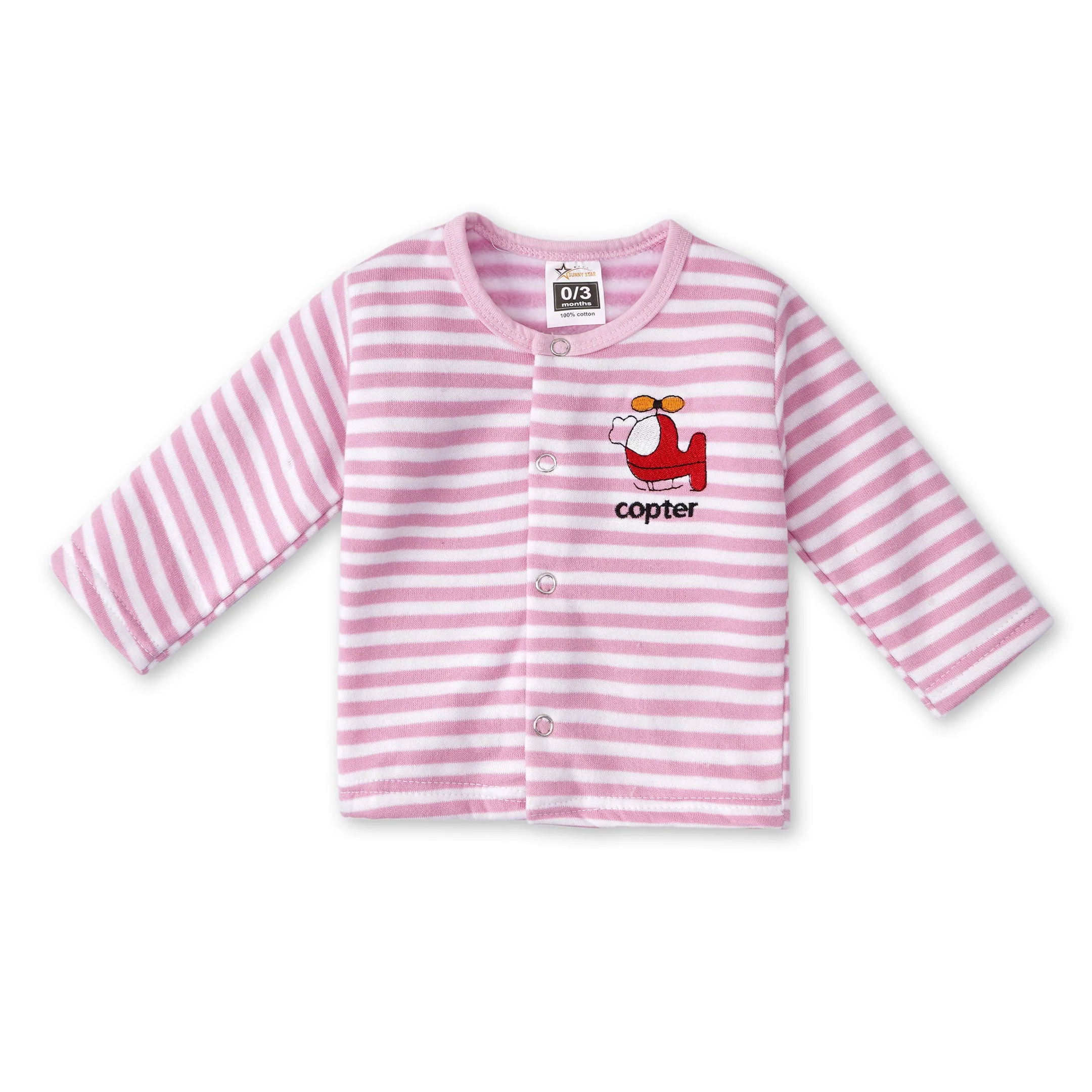 Fleece Baby Night Suit Pink And White - Sunshine - Image 4
