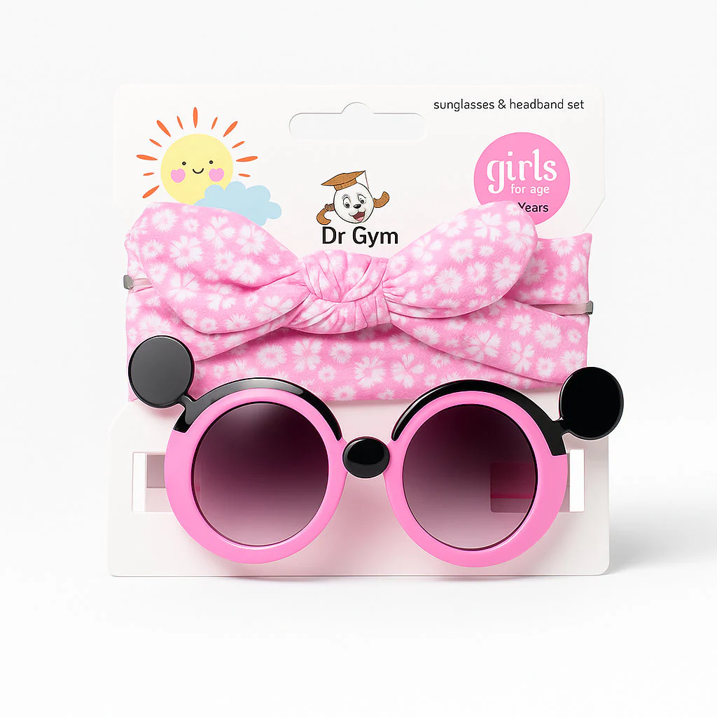 Girls 2 Pcs Headband & Glasses Set Pink - Sunshine