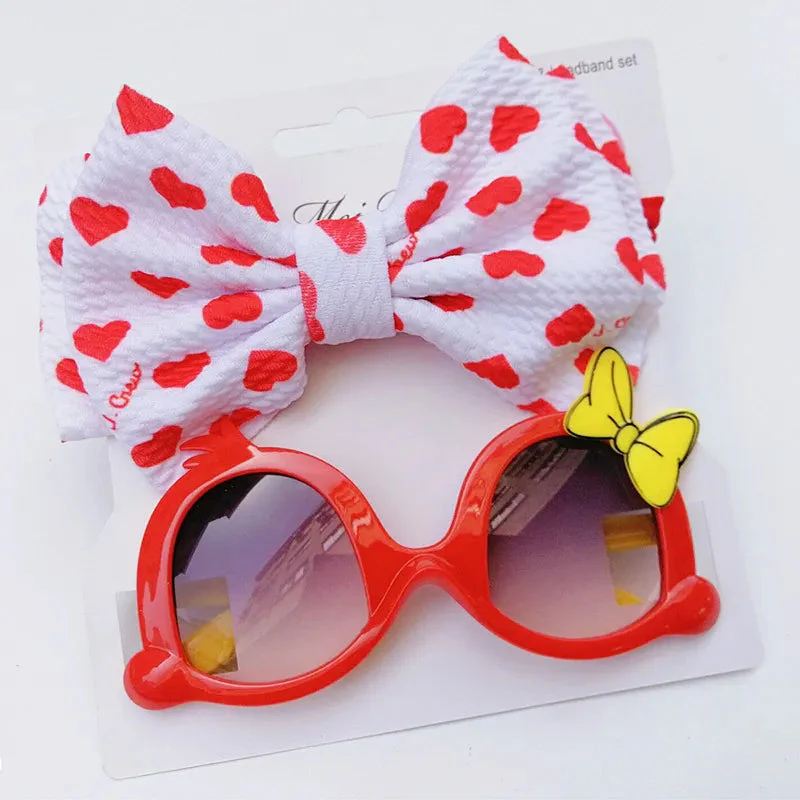 Girls 2 Pcs Headband & Glasses Set Red - Sunshine