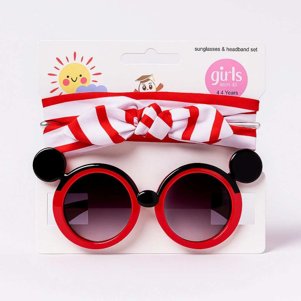 Girls 2 Pcs Headband & Glasses Set Red - Sunshine
