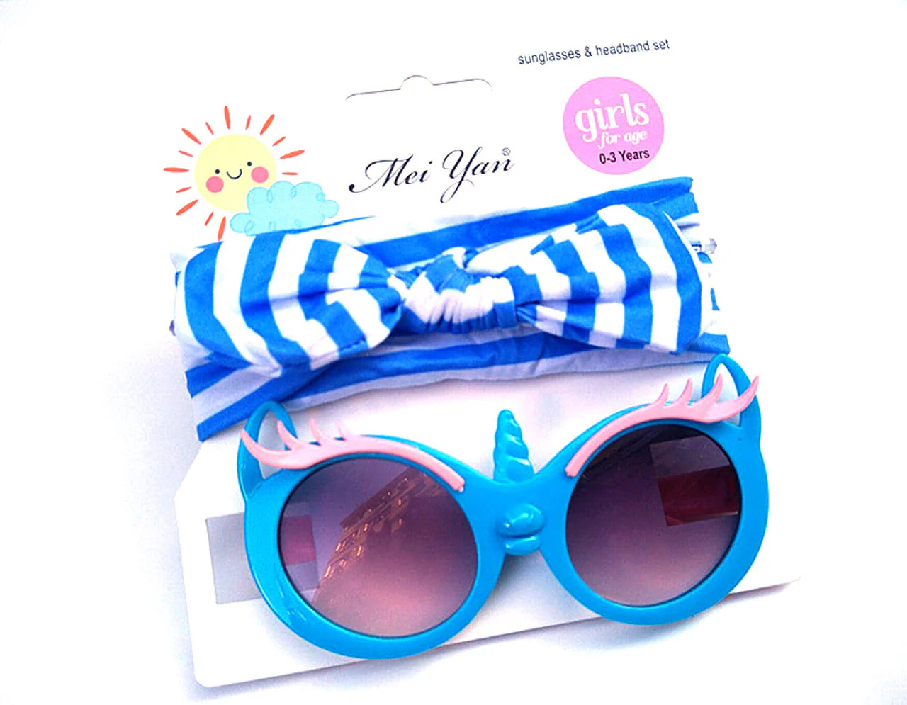 Girls 2 Pcs Headband & Glasses Set Unicorn Blue - Sunshine