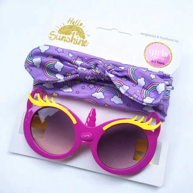 Girls 2 Pcs Headband & Glasses Set Unicorn Purple - Sunshine