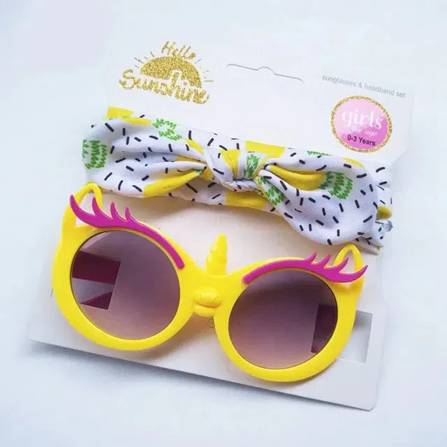 Girls 2 Pcs Headband & Glasses Set Unicorn Yellow - Sunshine