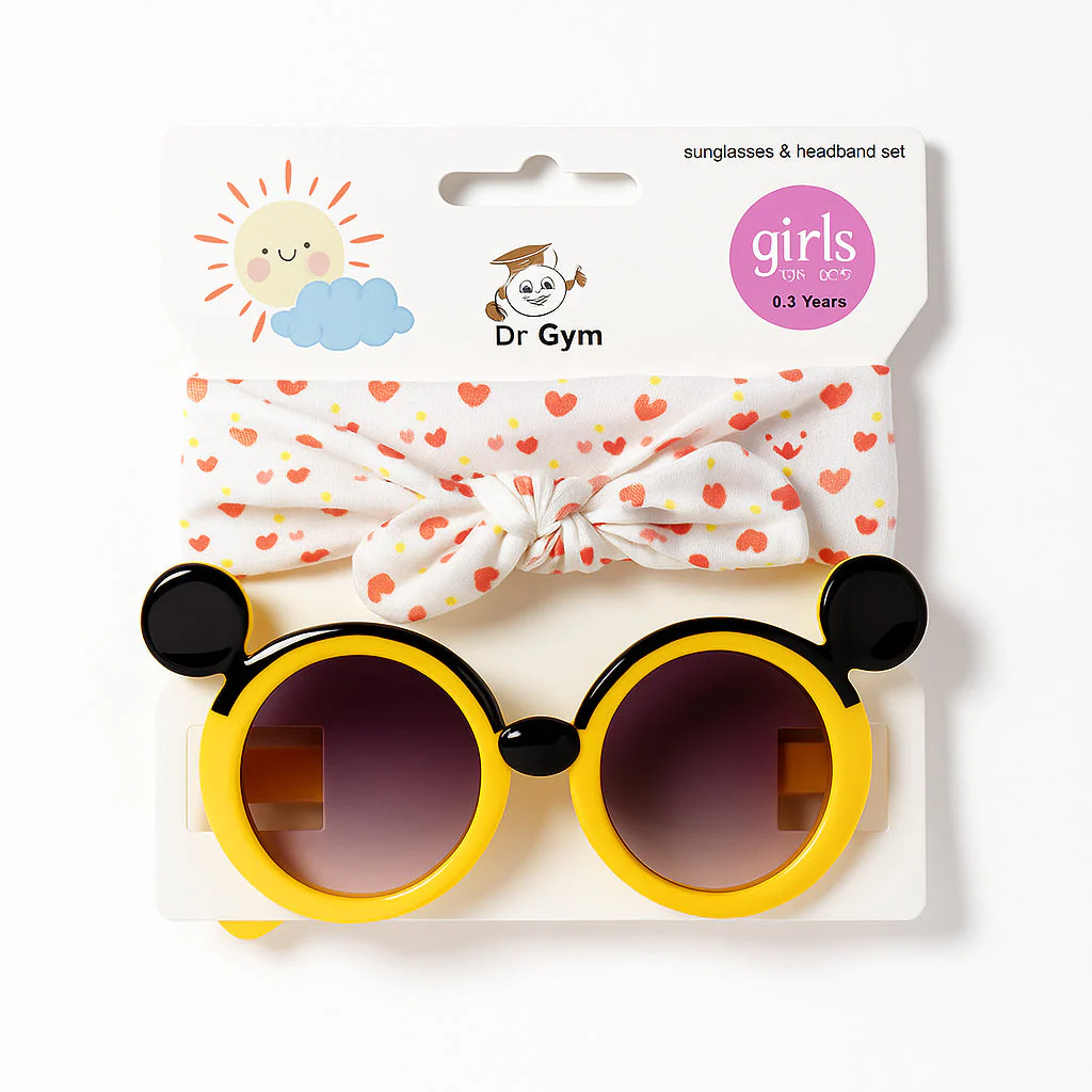 Girls 2 Pcs Headband & Glasses Set Yellow - Sunshine
