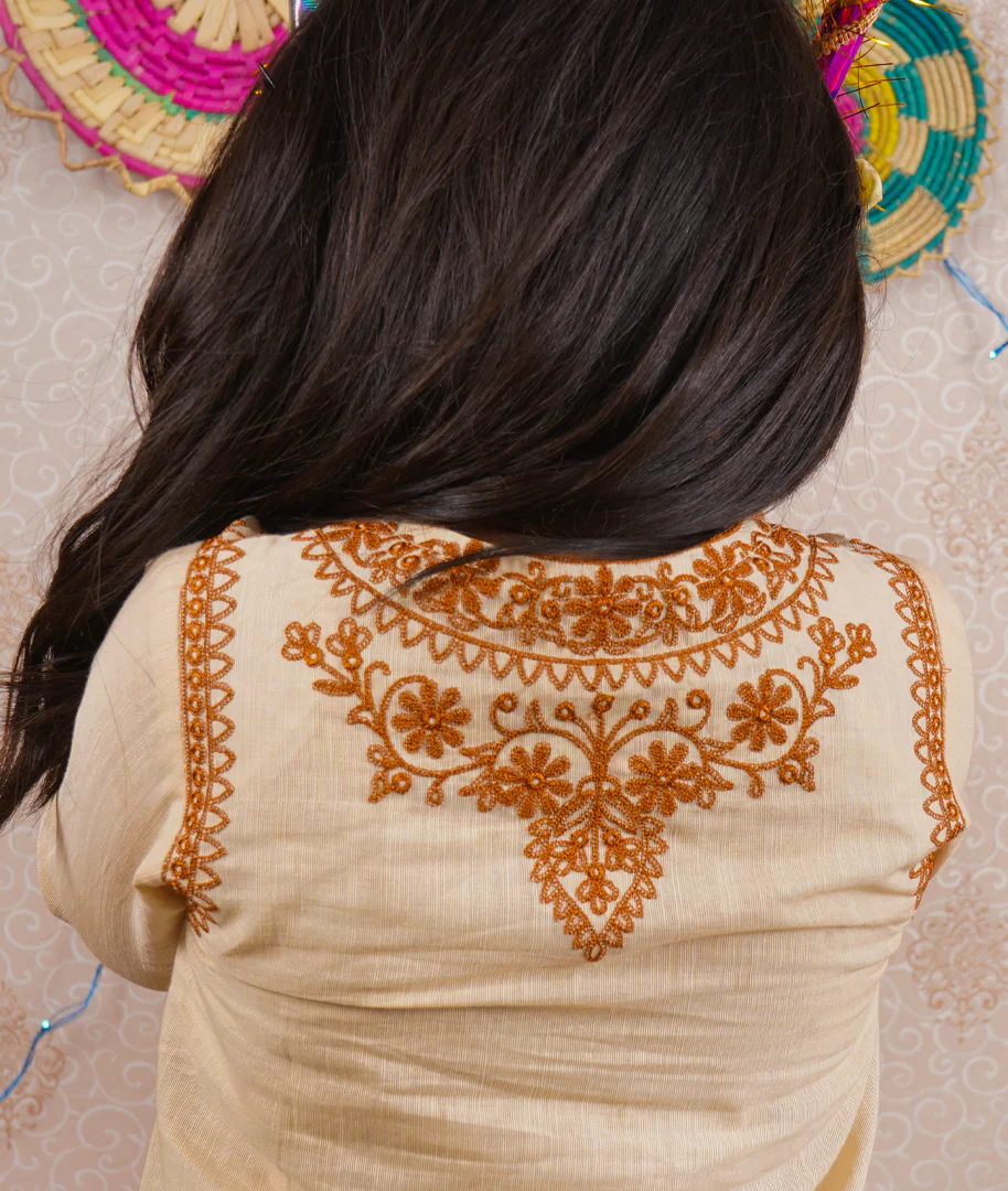 Girls 2Pcs Embroidered Ethnic Dress Set Light Brown - Topse - Image 11