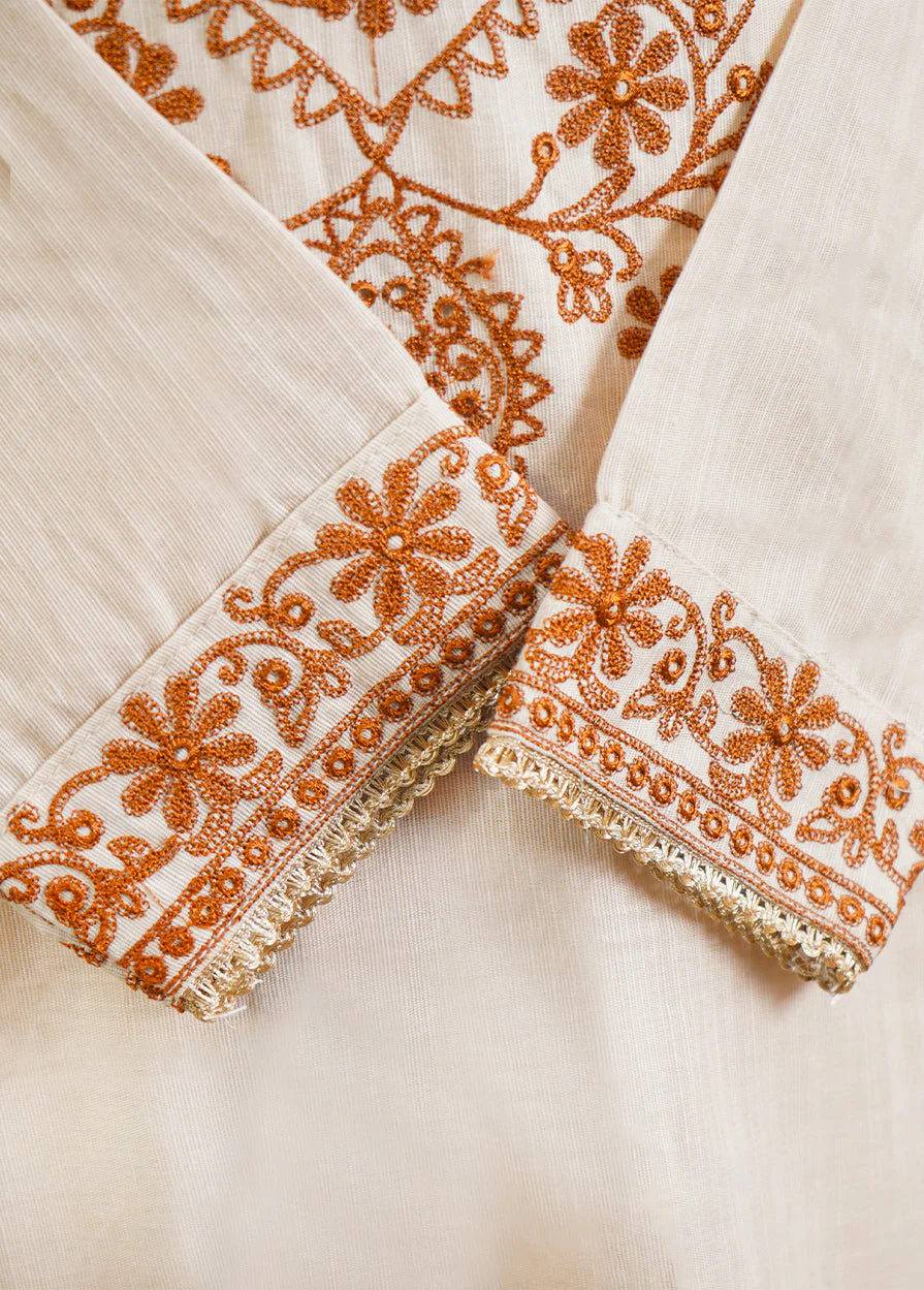 Girls 2Pcs Embroidered Ethnic Dress Set Light Brown - Topse - Image 6