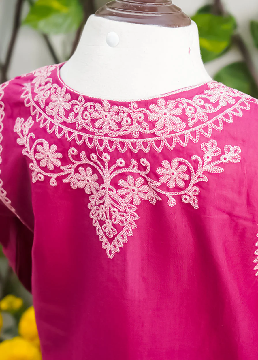 Girls 2Pcs Embroidered Ethnic Dress Set Maroon - Topse - Image 5