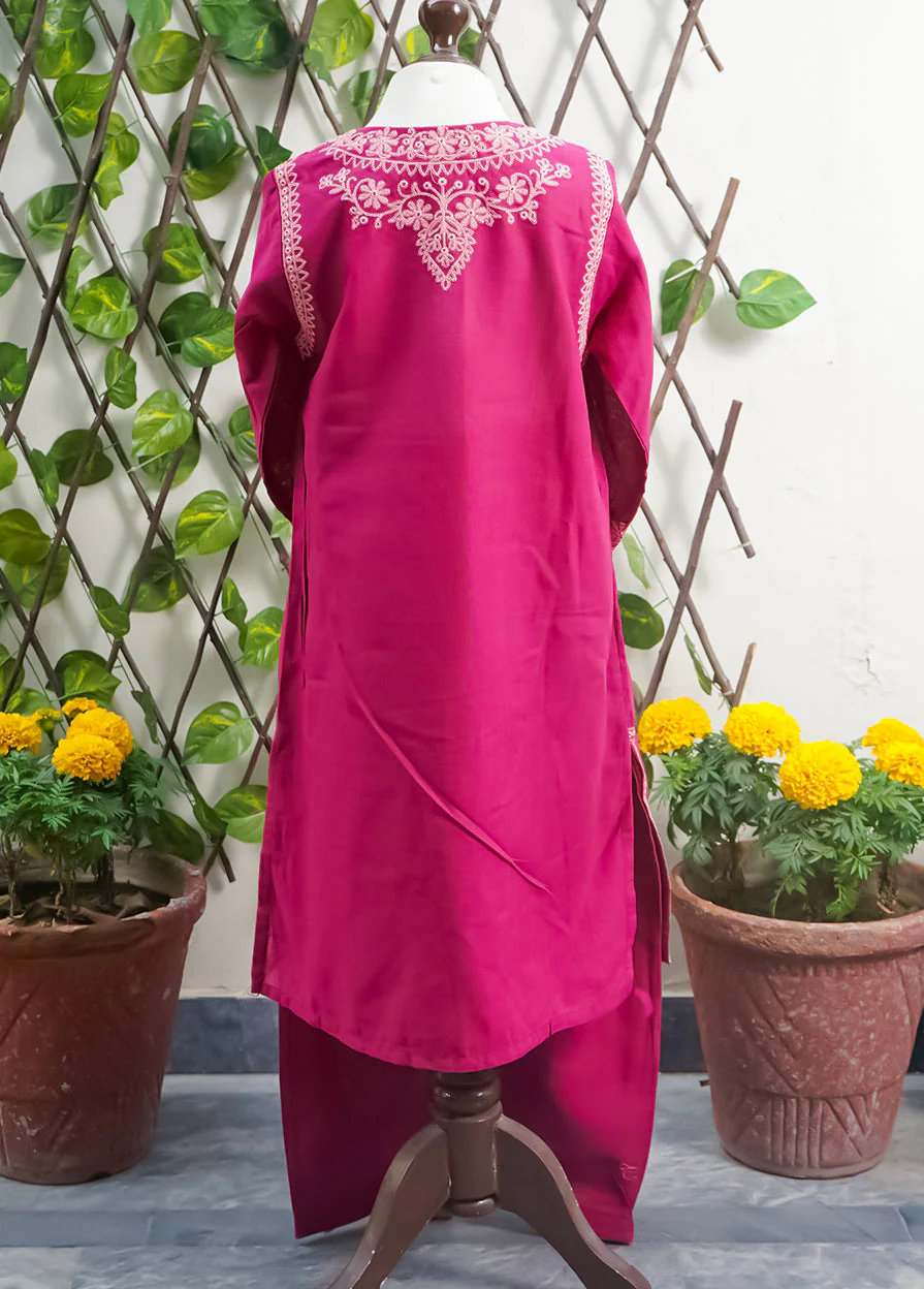 Girls 2Pcs Embroidered Ethnic Dress Set Maroon - Topse - Image 8
