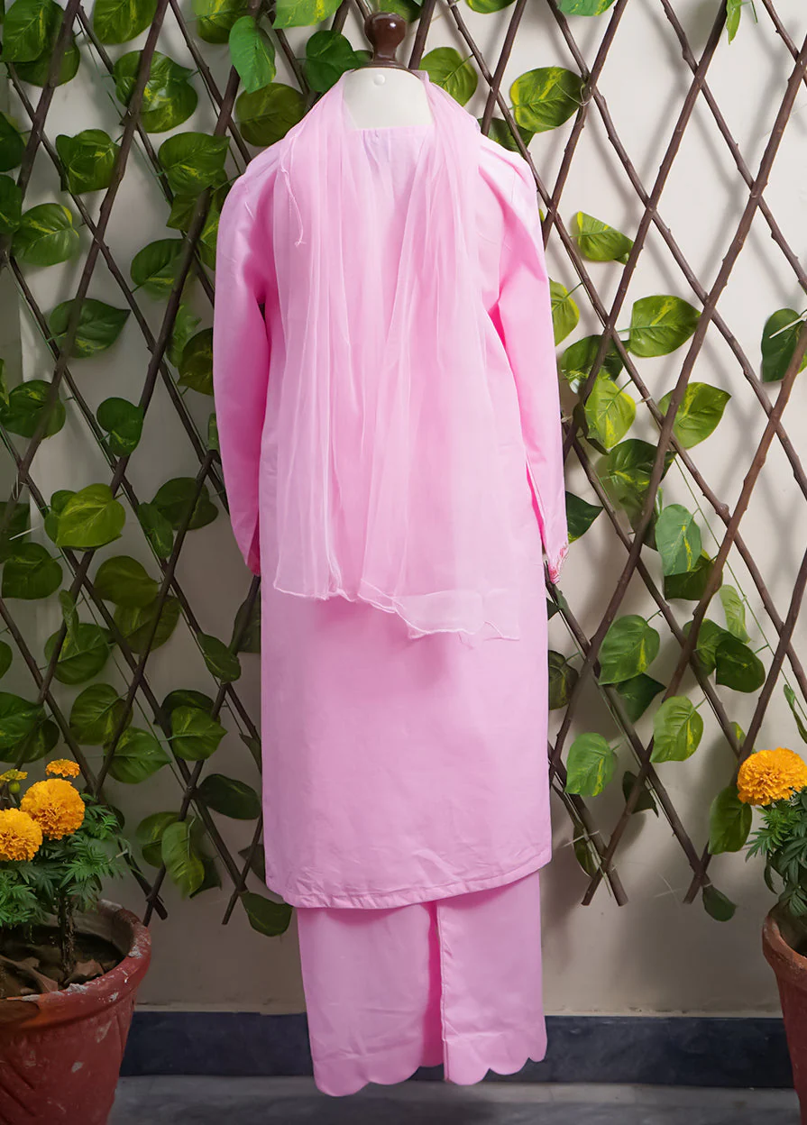 Girls 3Pcs Embroidered Ethnic Dress Set Pink - Topse - Image 10