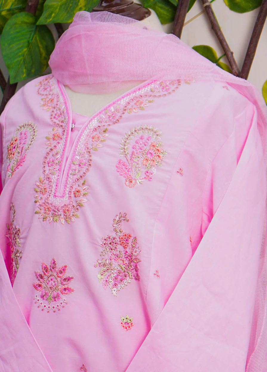 Girls 3Pcs Embroidered Ethnic Dress Set Pink - Topse - Image 7