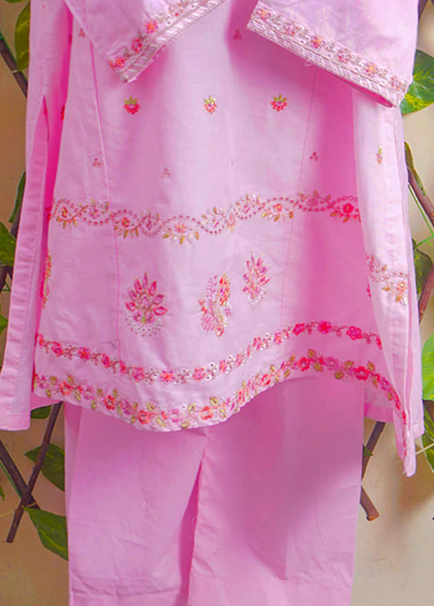 Girls 3Pcs Embroidered Ethnic Dress Set Pink - Topse - Image 9