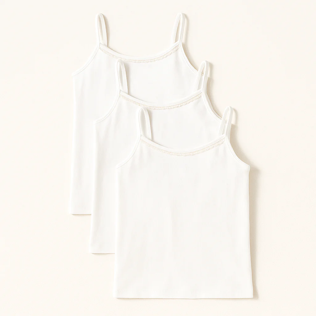 Girls Cami Tank Top Pack Of 3 White - Sunshine