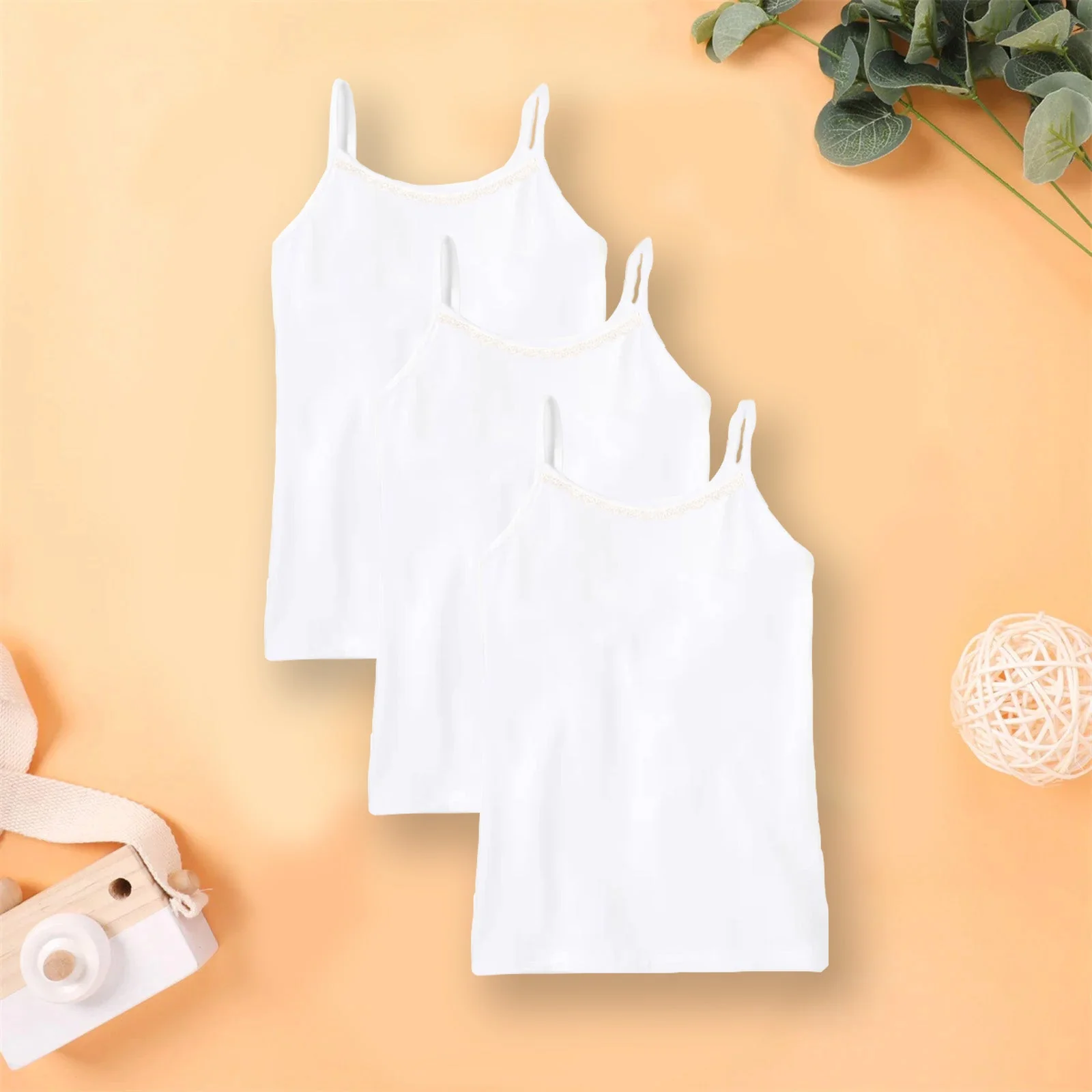 Girls Cami Tank Top Pack Of 3 White - Sunshine - Image 2