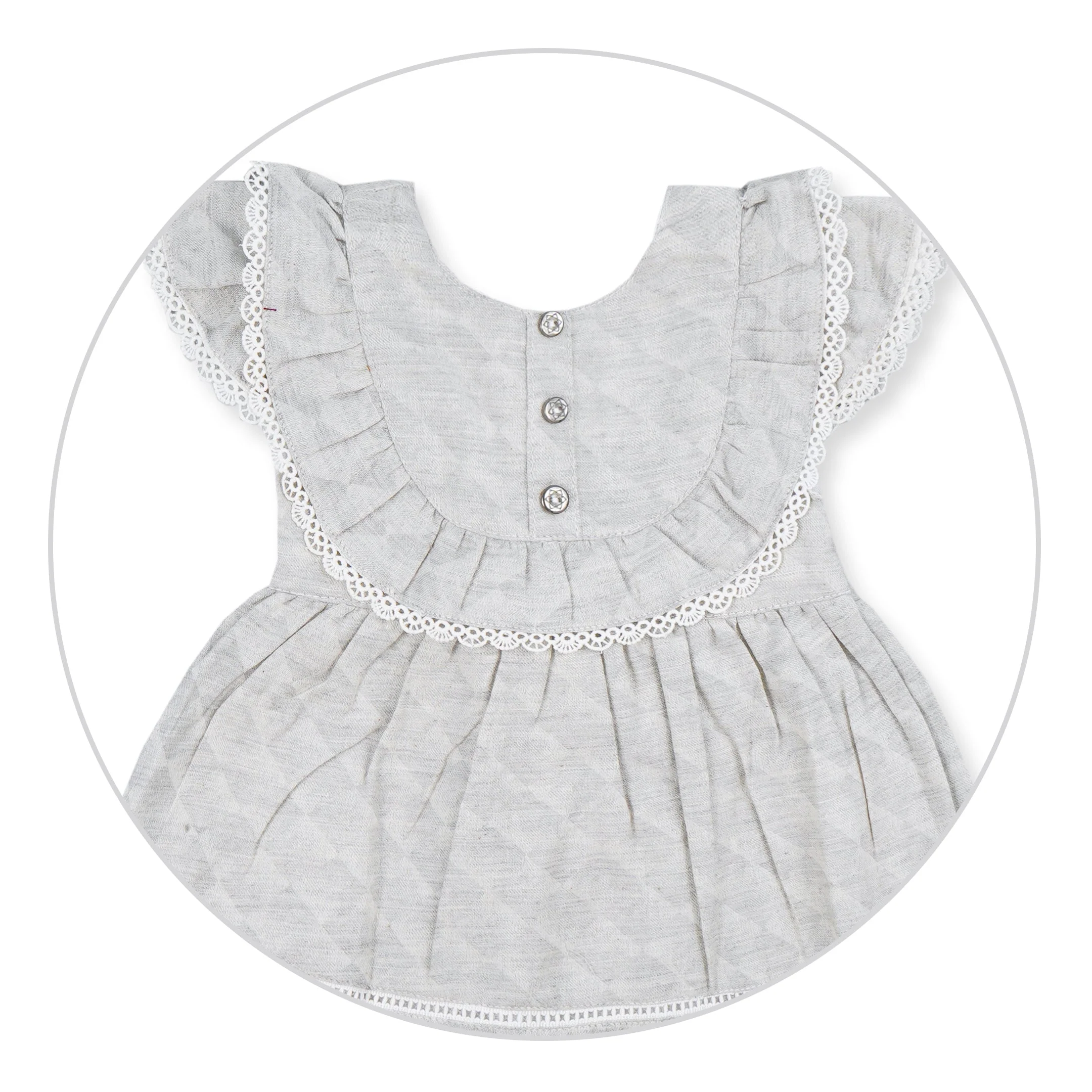 Girls Cotton Frock Grey - Mini Charm - Image 5