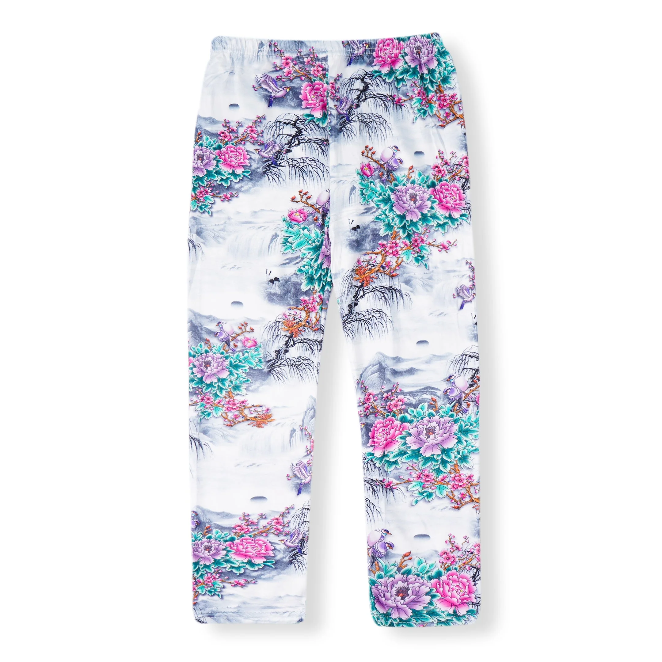 Girls Flexible Tights Floral & Birds White - Sunshine - Image 2