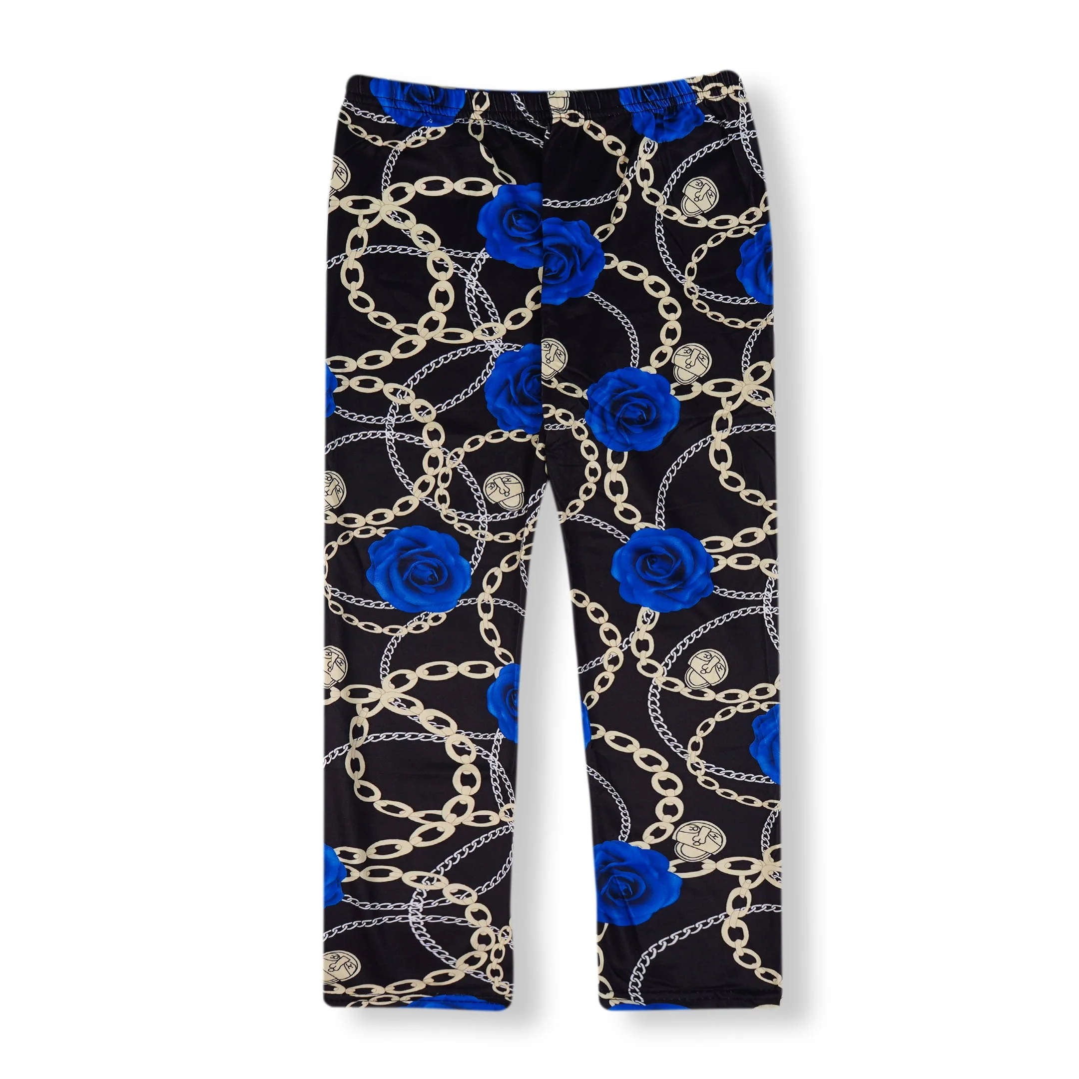 Girls Flexible Tights Floral & Chain Blue - Sunshine - Image 2