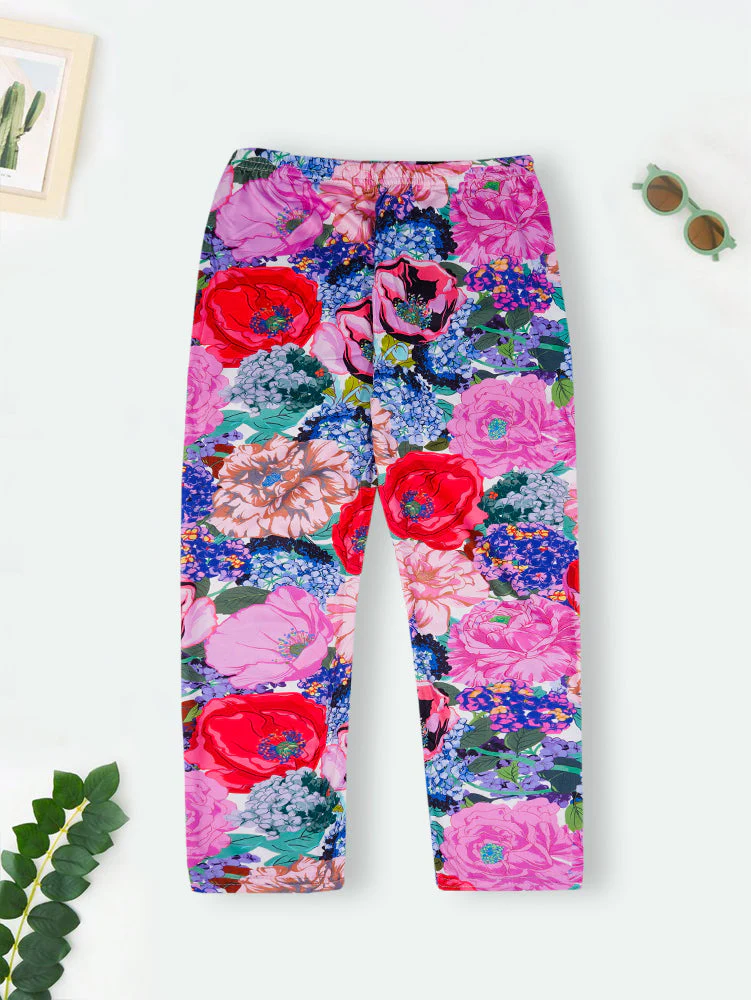 Girls Flexible Tights Floral Pink - Sunshine
