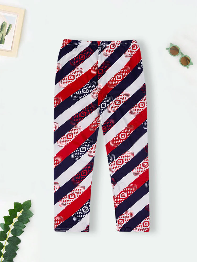 Girls Flexible Tights Stripes Red & Blue - Sunshine